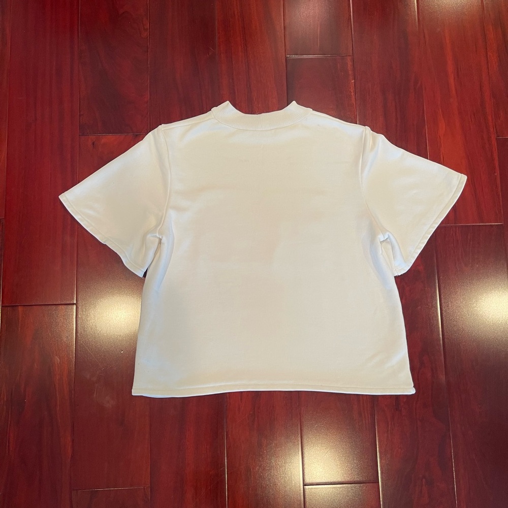 Cream T-Shirt with Faux Leather Graphic - Picture 3 of 3